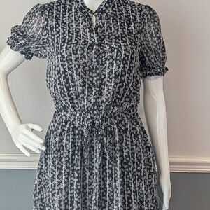 Miami Black and White Floral Long Sleeve Dress